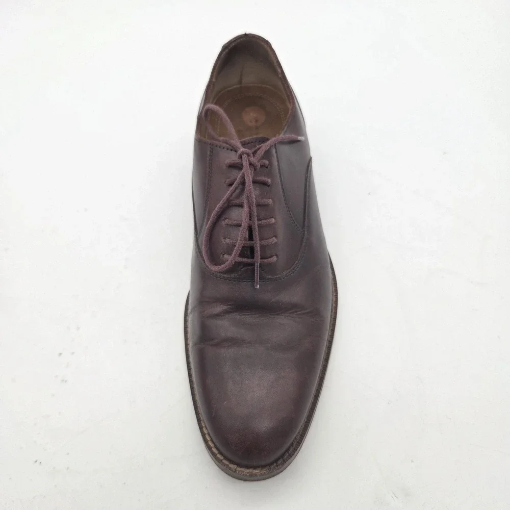COLE HAAN GRAND OS MADISON C12848 OXFORD PLAIN TOE BROWN LEATHER SHOE MENS 7.5M